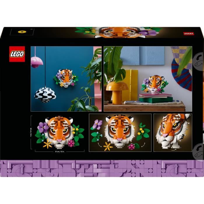 LEGO Art 31217 La Collection Faune – Le Tigre - Set Adulte - Décoration Murale Avec Fleurs