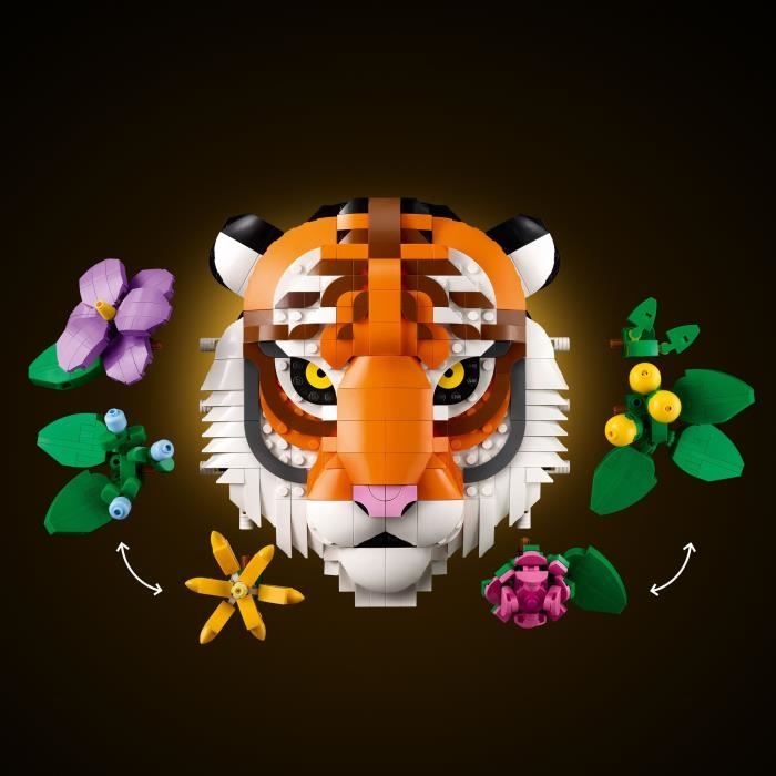 LEGO Art 31217 La Collection Faune – Le Tigre - Set Adulte - Décoration Murale Avec Fleurs