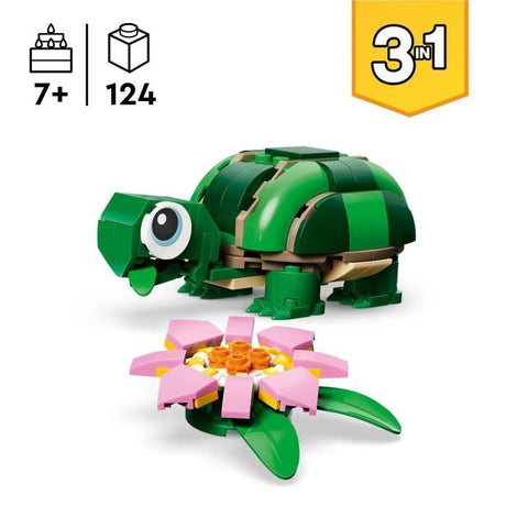 LEGO Creator 3-en-1 31377 La Tortue et la Fleur de Nénuphar - Jouet de Construction 7 ans