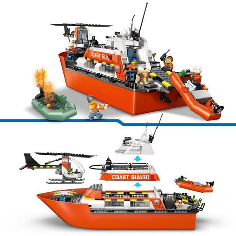 LEGO City 60504 Le Bateau de Sauvetage et l'Hélicoptere des Garde-Côtes - Jouet des 7 ans