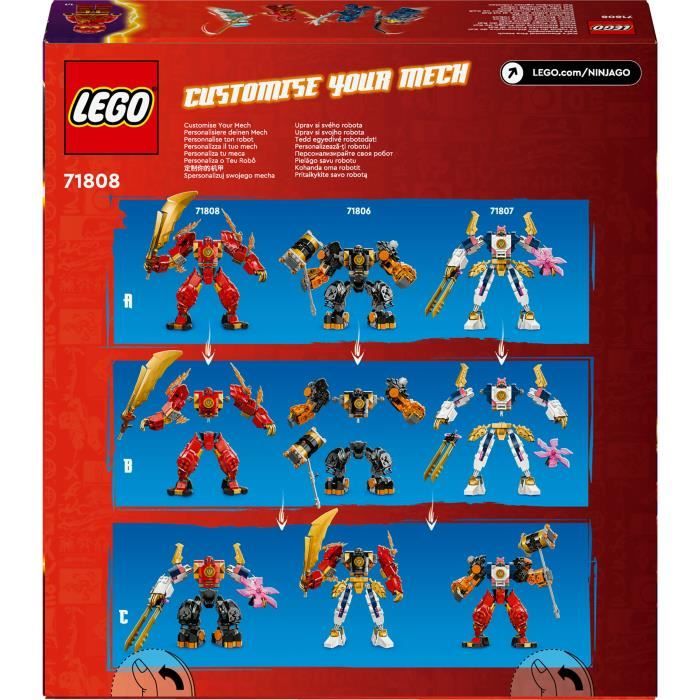LEGO 71808 NINJAGO Le Robot Élémentaire du Feu de Kai, Jouet Ninja avec Figurine Personnalisable Plus Minifigurines Kai et Zane