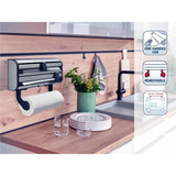 Dérouleur mural Leifheit Parat Royal 25793, porte-rouleau cuisine en acier inoxydable pour 3 rouleaux, lames tranchantes, blanc