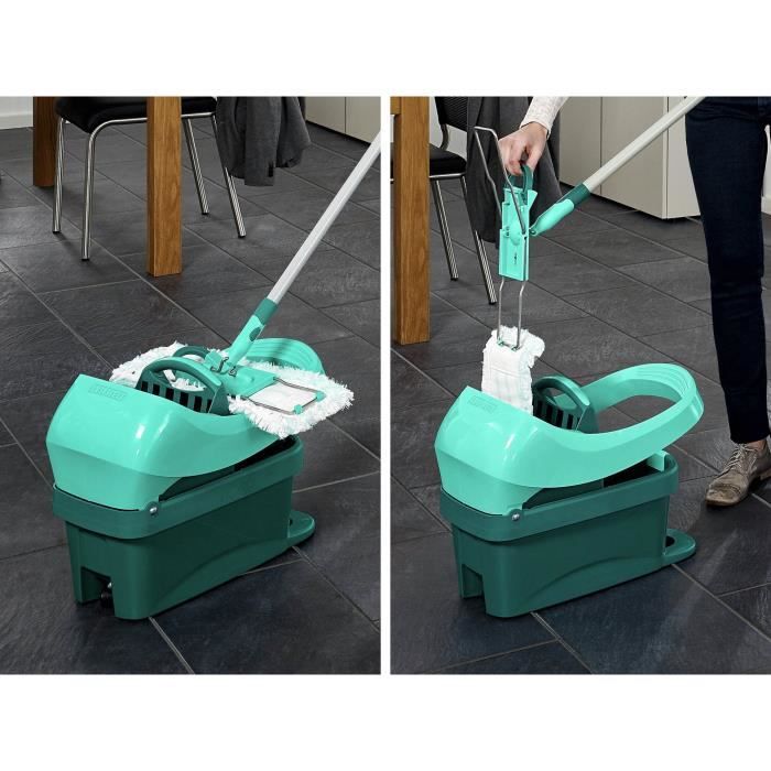 Seau essoreur a roulettes Leifheit Profi XL Mobile 55076,  essore-housse mobile de 8 L compatible avec lave-sol serpillere  Profi XL