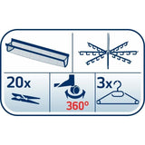 Séchoir a linge Leifheit 450 Deluxe 81464, étendoir a linge avec 45m d'étendage et accessoires, tour a 4 niveaux, blanc