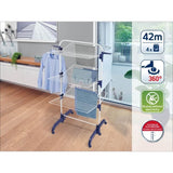 Séchoir a linge Leifheit 420 Comfort 81529 , étendoir a linge avec cadres rabattables et supports latéraux, 42m d'étendage, blanc