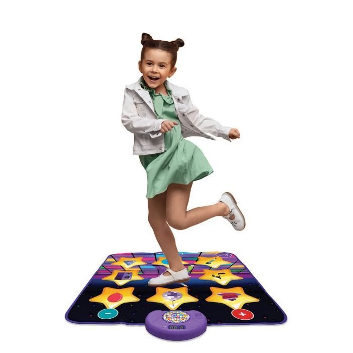 Lexibook - Tapis de danse électronique  - Touches Lumineuses - Enceinte intégrée - Violet/Jaune -DM10 - Bluetooth - 6 modes de jeu