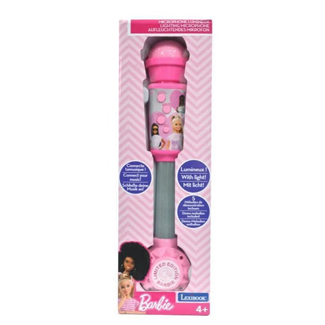 Microphone Barbie avec tube lumineux, enceinte (entrée auxiliaire), mélodies et effets sonores