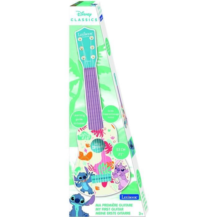 Lexibook, Disney Stitch, Ma premičre Guitare pour Enfant, 6 Cordes en Nylon, 53 cm, Guide Inclus, Dčs 3 ans