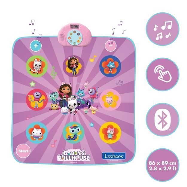 Tapis de danse électronique, Bluetooth et lumineux Gabby et la maison magique avec 6 modes de jeu