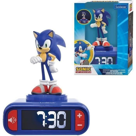 LEXIBOOK - Réveil veilleuse Sonic - Sons et mélodies, écran LCD rétro-éclairé et lumineux - Bleu