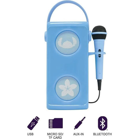 Lexibook - Enceinte Bluetooth Stitch avec micro - Effets lumineux multicolores - Des 3 ans - Port de carte SD/TF - Des 3 ans