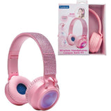 LEXIBOOK - Casque lumineux pliable Bluetooth et filaire avec un design 3D strass roses avec limitation du volume