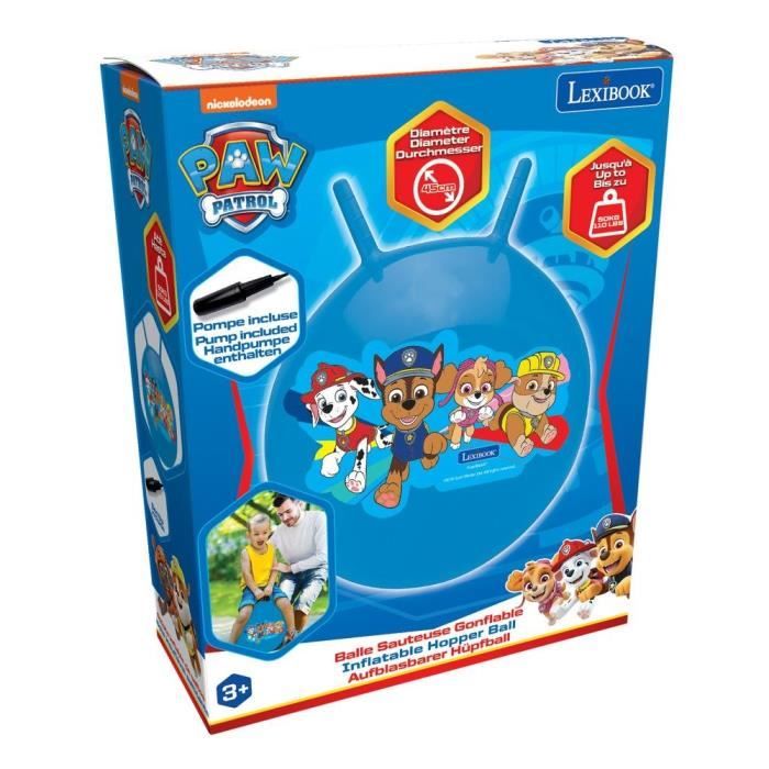 Balle sauteuse Gonflable - Lexibook - Pat'Patrouille - Pompe Manuelle Incluse - Plastique sécurisé et résistant - Bleu