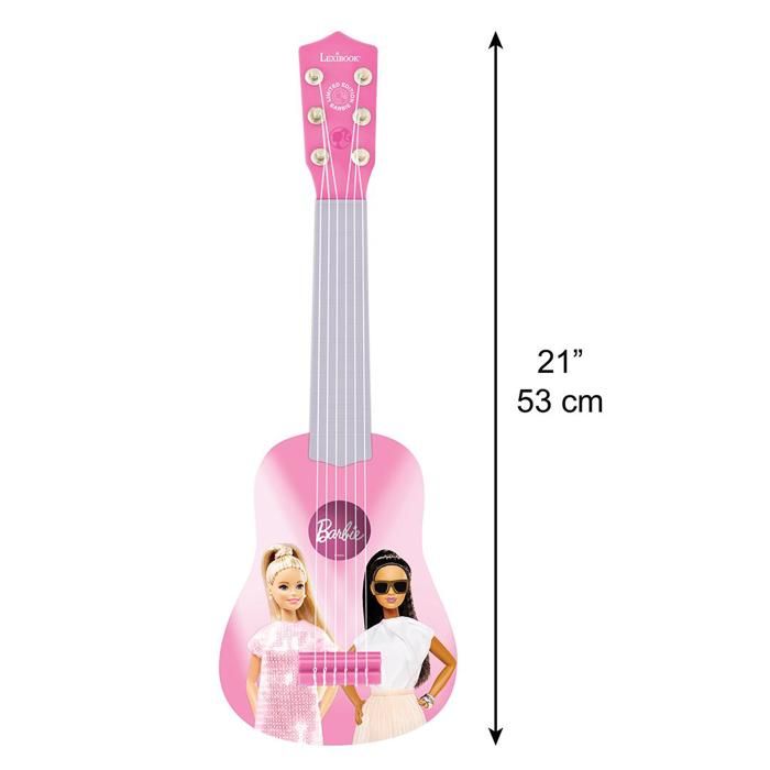 Lexibook, Barbie, Ma premiere Guitare pour Enfant, 6 Cordes en Nylon, 53 cm, Guide Inclus, Des 3 ans