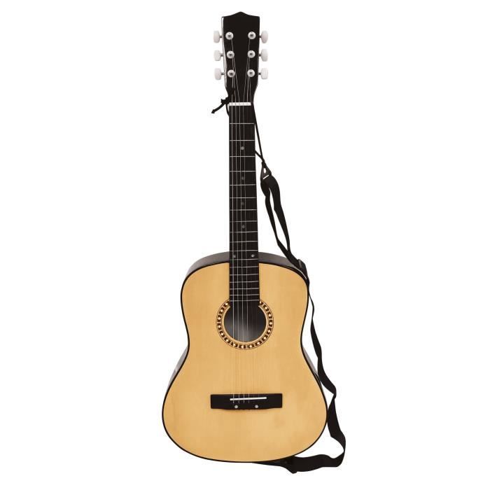 Guitare acoustique en bois, Lexibook, 91 cm, Guide d'apprentissage inclus, 6 cordes en nylon, Housse de transport incluse, Bois/Noir