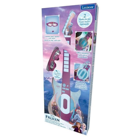 Lexibook - Reine des Neiges - Guitare électronique lumineuse - Lunettes avec microphone - Mélodies - 2 modes de jeu - Prise  MP3
