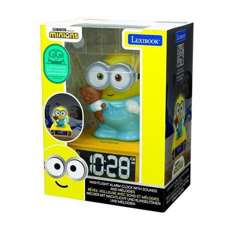 LEXIBOOK - Réveil veilleuse Les Minions - Sons et mélodies, écran LCD rétro-éclairé et lumineux - Jaune