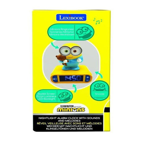 LEXIBOOK - Réveil veilleuse Les Minions - Sons et mélodies, écran LCD rétro-éclairé et lumineux - Jaune