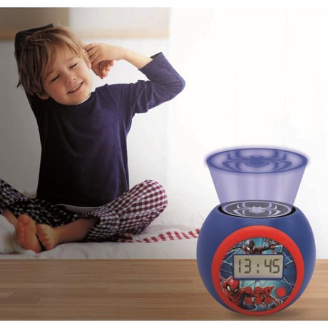 Lexibook - Réveil-projecteur Spiderman - Fonction Alarme et répétition Snooz - Veilleuse avec minuterie - Ecran LCD - Piles