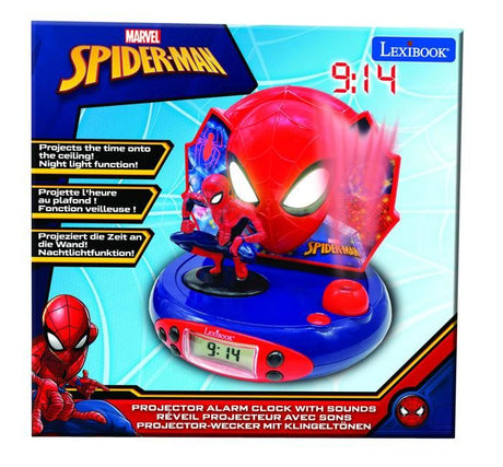 Lexibook - Spiderman - Réveil Projecteur -  Veilleuse et Projection de l'heure au Plafond -  Effets sonores - Piles