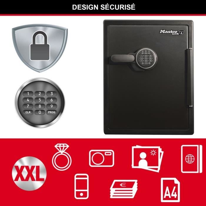 Coffre-fort - MASTER LOCK  - Ignifuge et Etanche - XXL 56,6L - Combinaison électronique