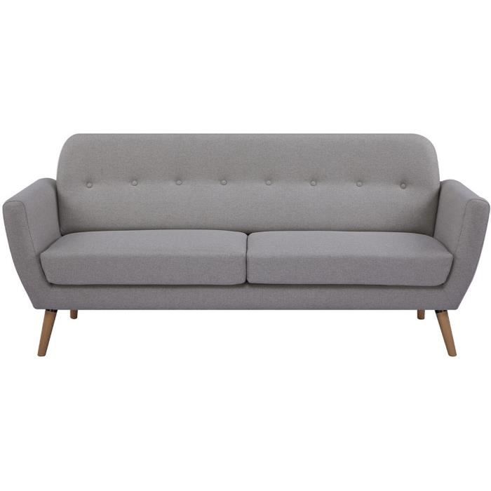 Canapé - 3 places - LILLY - Tissu Beige - 193 x 79 x 86 cm - SENHO