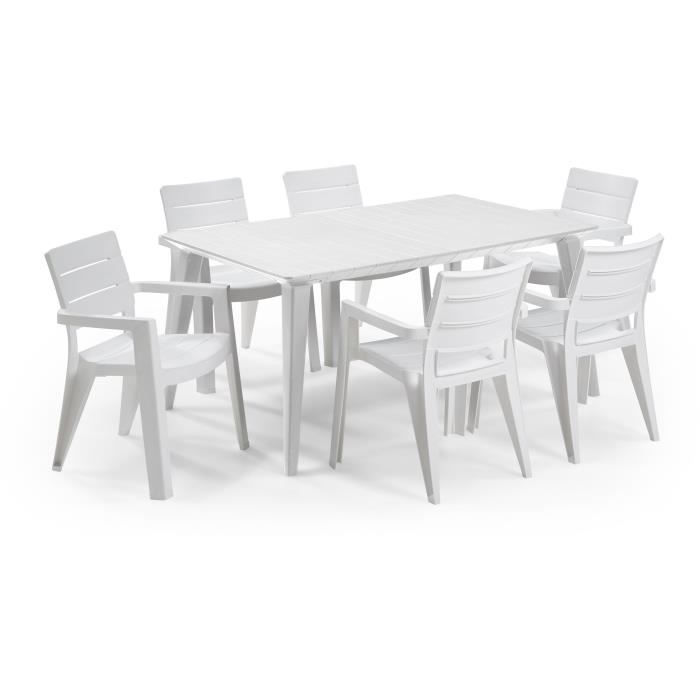 Table de jardin - Rectangulaire - Coloris : blanc - En résine - 6 personnes - LIMA - Allibert by KETER