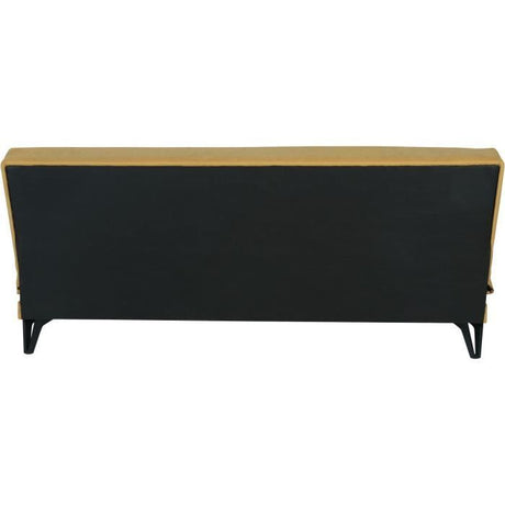 Banquette convertible 3 places - LIMRA - Tissu moutarde - 2 coussins - 190 x 87 x 87 cm