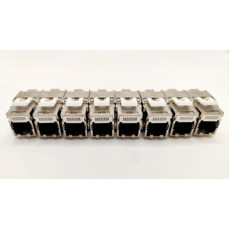 Pack de 8 noyaux keystone RJ45 Cat.6a - LINEAIRE - PRC624AK8 - 2 avec façades colorées