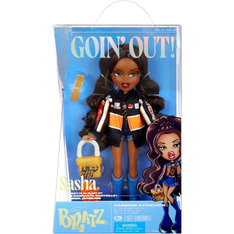 Bratz Goin' Out Poupée - Sasha - 1 Poupée Mannequin a Collectionner - Une Tenue, Un Sac a Main, Une Paire de Lunettes Soleil - 6 ans
