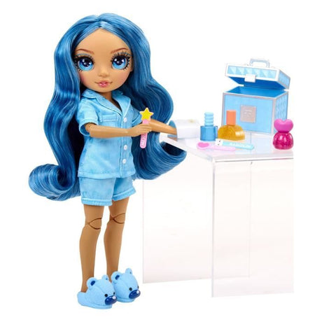 Junior High Pyjama Party - Poupée mannequin articulée 22 cm - Skyler (Bleue) - Nombreux accessoires - a partir de 4 ans