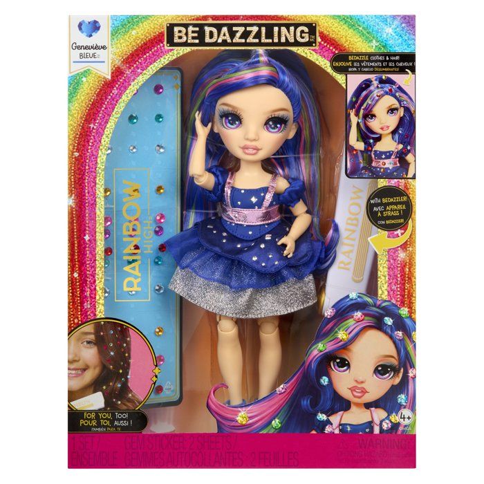 Rainbow High Poupée Mannequin Be Dazzling - Genevieve Bleu - 28 cm - Pierres précieuses scintillantes et accessoires inclus