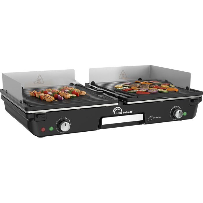 Plancha électrique - LITTLE BALANCE - Dual 2000 Nopifas - 2000 W - 2 zones indépendantes - Sans PFAS - Noir