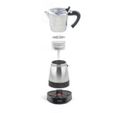 Cafetiere italienne électrique - LIVOO - DOD117A - 480 W - 300 ml - 6 tasses - Argent / Noir