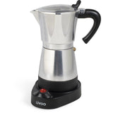 Cafetiere italienne électrique - LIVOO - DOD117A - 480 W - 300 ml - 6 tasses - Argent / Noir