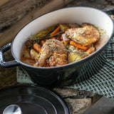 Cocotte ovale - LIVOO - MEP129N - 4,5 L - Fonte émaillée - Couvercle avec picots - Tous feux - 29 x 22 cm