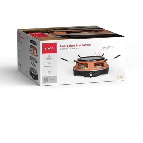 Four a pizza 6 personnes - LIVOO - DOC304 - 1200W - 6 personnes - Ř10 cm - Antiadhésif - 6 mini pelles et 1 emporte-piece inclus