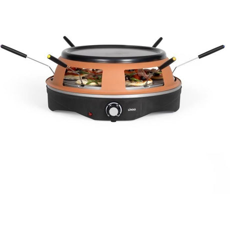 Four a pizza 6 personnes - LIVOO - DOC304 - 1200W - 6 personnes - Ř10 cm - Antiadhésif - 6 mini pelles et 1 emporte-piece inclus