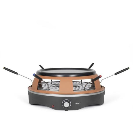 Four a pizza 6 personnes - LIVOO - DOC304 - 1200W - 6 personnes - Ř10 cm - Antiadhésif - 6 mini pelles et 1 emporte-piece inclus