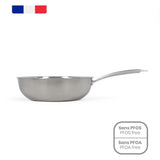 Wok en acier inoxydable - LIVOO - MEP162 - Ř 28 cm - Acier inoxydable - Tous feux dont induction et four - Made in France