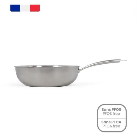 Wok en acier inoxydable - LIVOO - MEP162 - Ř 28 cm - Acier inoxydable - Tous feux dont induction et four - Made in France