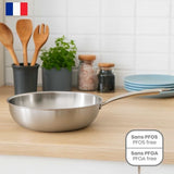 Wok en acier inoxydable - LIVOO - MEP162 - Ř 28 cm - Acier inoxydable - Tous feux dont induction et four - Made in France