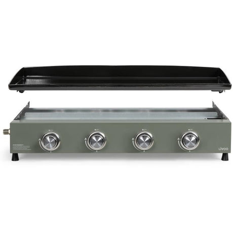 Plancha gaz - LIVOO - DOC325 - 83,5 x 47 x 24 cm - 4 brűleurs - Vert / Noir