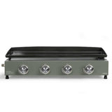 Plancha gaz - LIVOO - DOC325 - 83,5 x 47 x 24 cm - 4 brűleurs - Vert / Noir