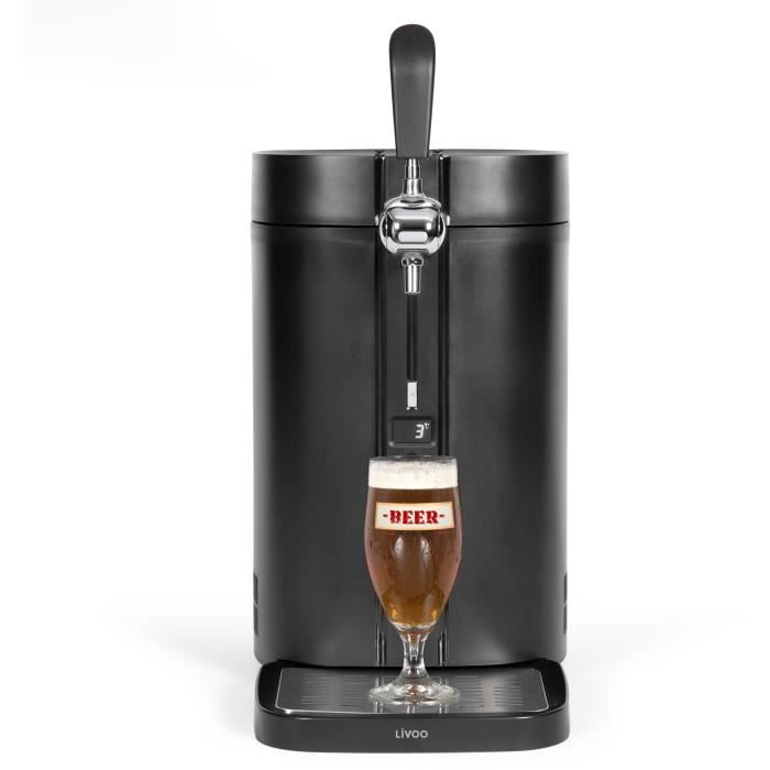 Tireuse a biere - LIVOO - DOM511 - 60W - Pour fűts de 5L auto-pressurisés - Conservation 30j - 3 a 12°C - Plateau égouttoir amovible