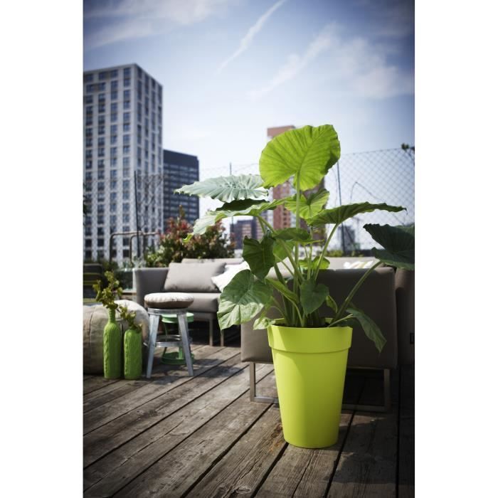 ELHO Pot de fleurs Loft Urban rond Haut - Ř 34 x H 45 cm - Extérieur - 100% recyclé - Gris
