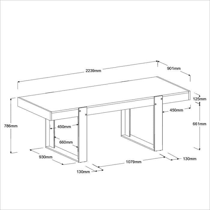 Table a manger - LOFT - Rectangulaire - Chene / Blanc - 8 personnes - 223,9 x 93 x 78,6 - PARISOT