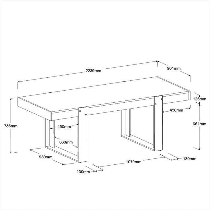 Table a manger - LOFT - Rectangulaire - Chene / Blanc - 8 personnes - 223,9 x 93 x 78,6 - PARISOT