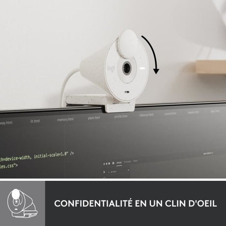 Webcam - Full HD 1080p - Logitech - Brio 300 - Microphone intégré - Blanc