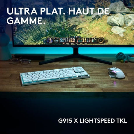 Clavier gamer - Sans fil - Logitech G - G915 TKL X - AZERTY - Switch tactile - Blanc